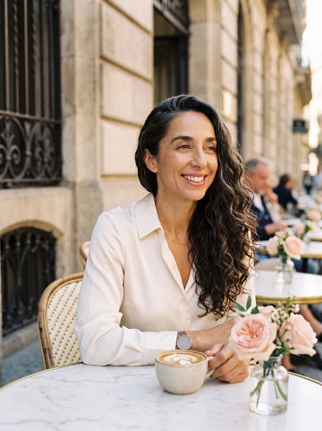 Eli Aguilar en un café europeo